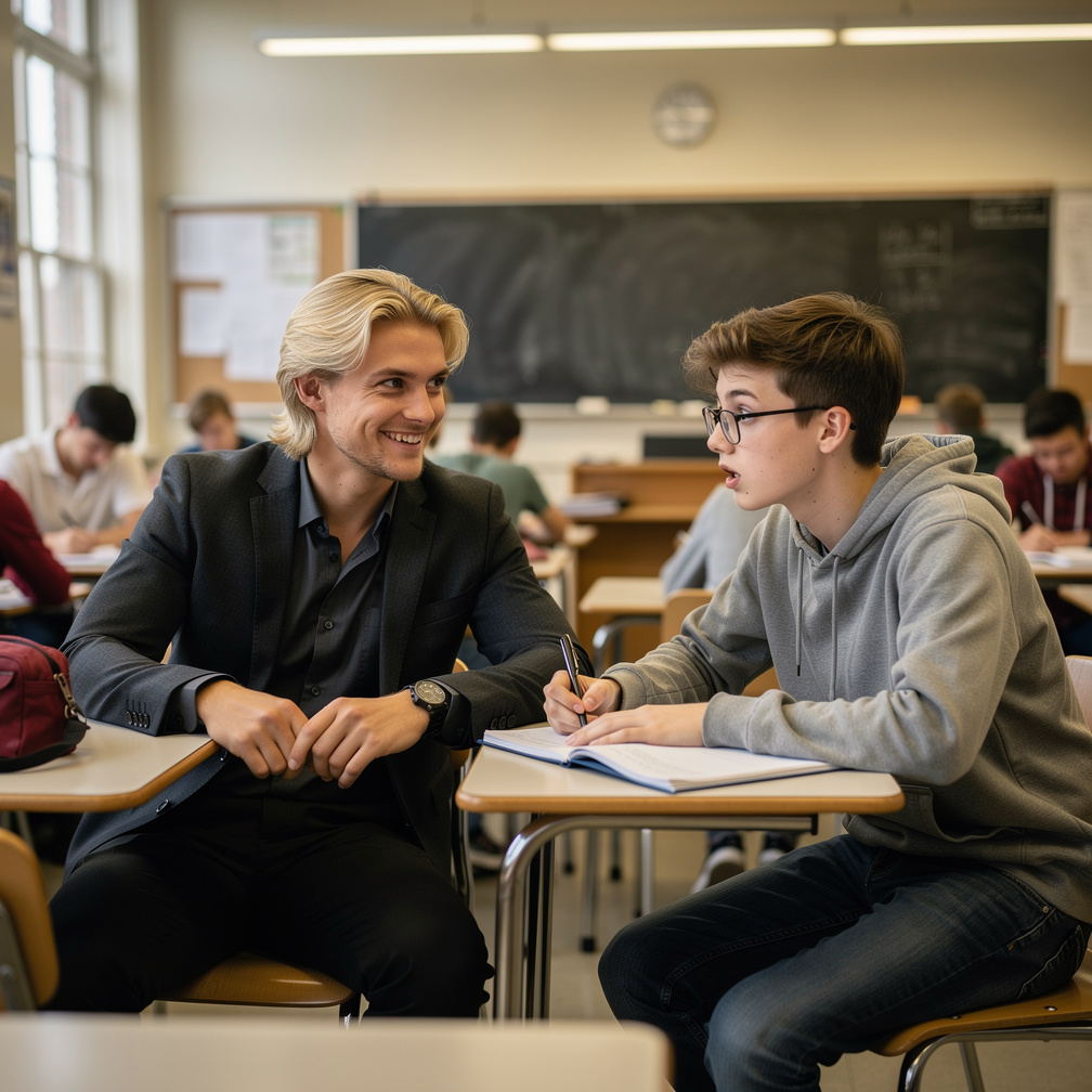 He noticed me staring at him in class, and to my surprise, he smiled and sat beside me.
