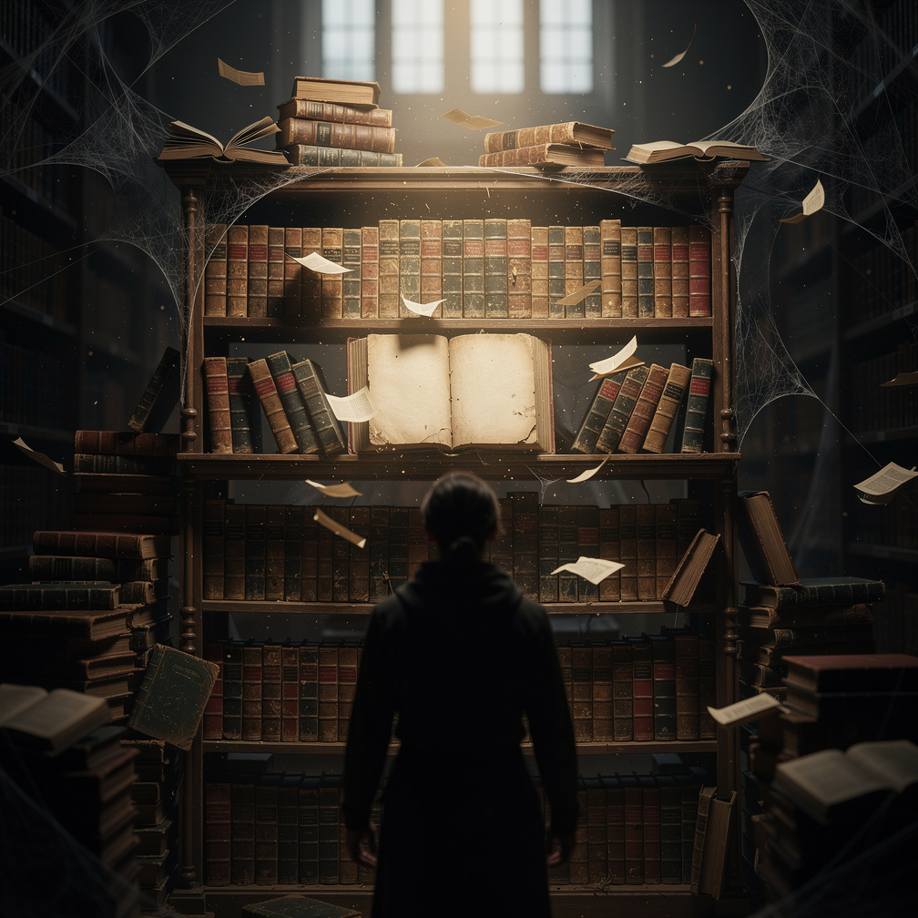 The book's cover creaks as it falls open further, revealing a message scrawled in the margin: Come closer.