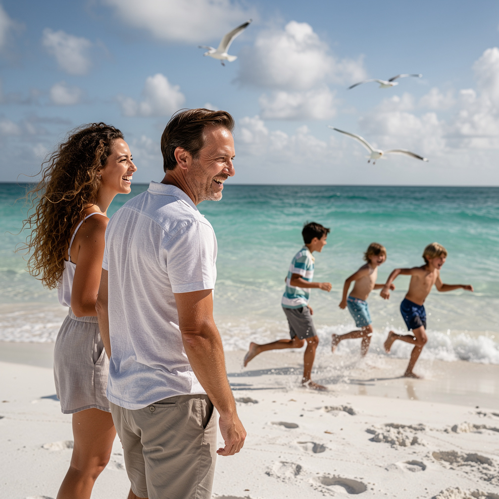 My husband surprised me with a family vacation to the beach, the kids are ecstatic.