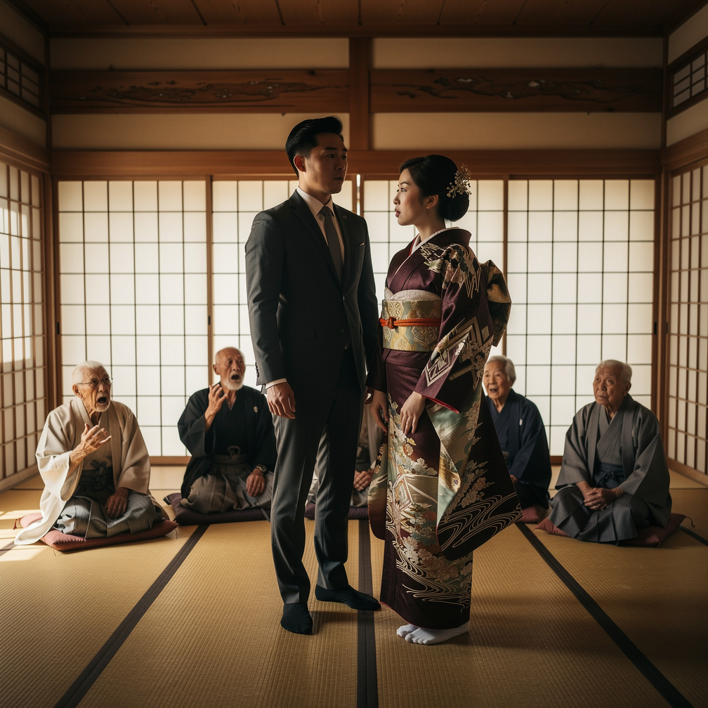 The Hanamichi elders were outraged, demanding Kazuki's divorce from Jin Young to preserve their bloodline.