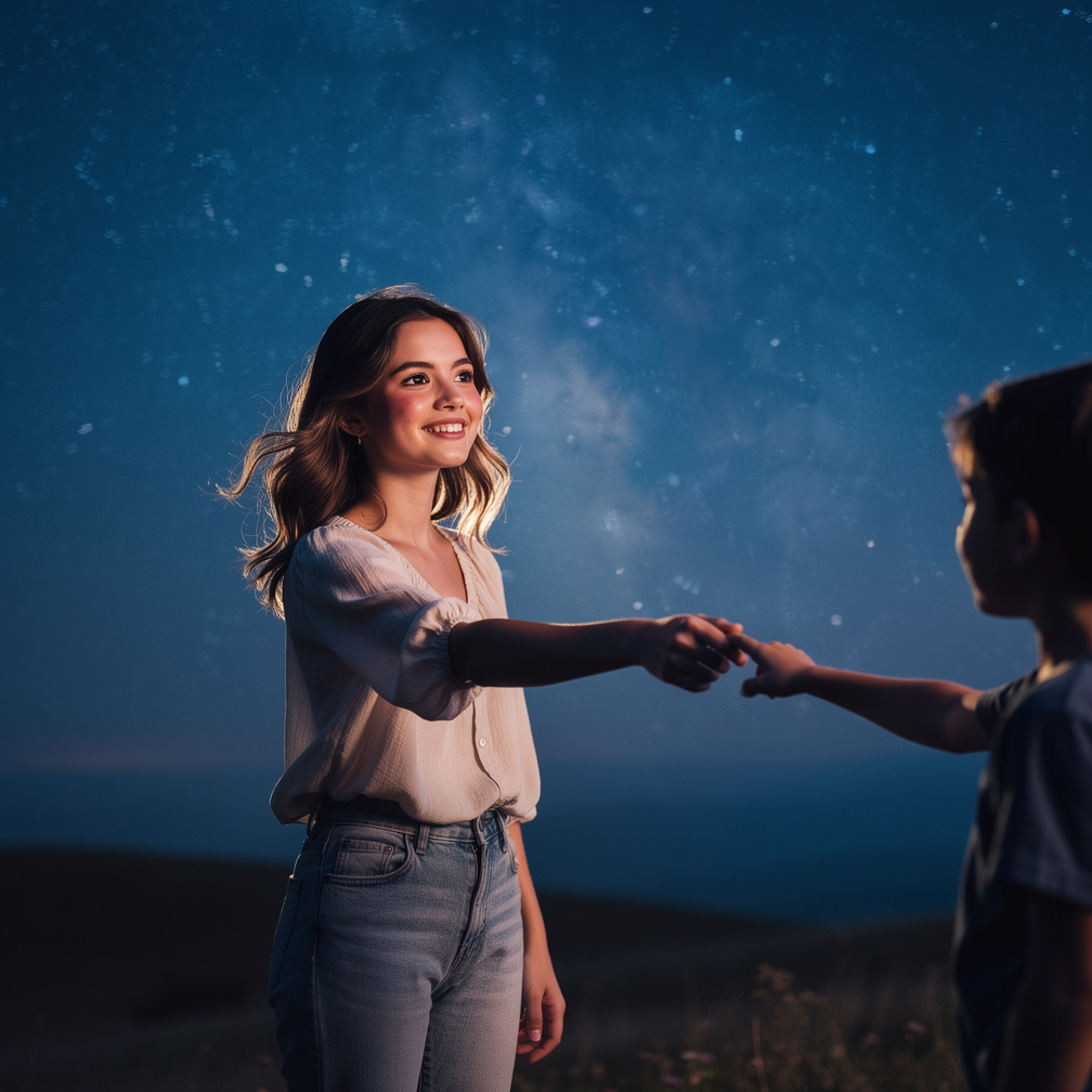 Lembro-me especialmente de uma noite, sob um céu estrelado, em que nossas mãos se encontraram.