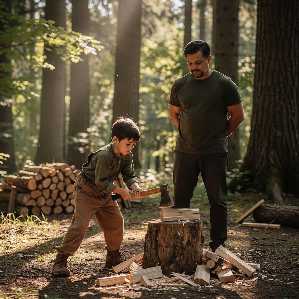 He passed on the skill to his son, who now wields the axe.