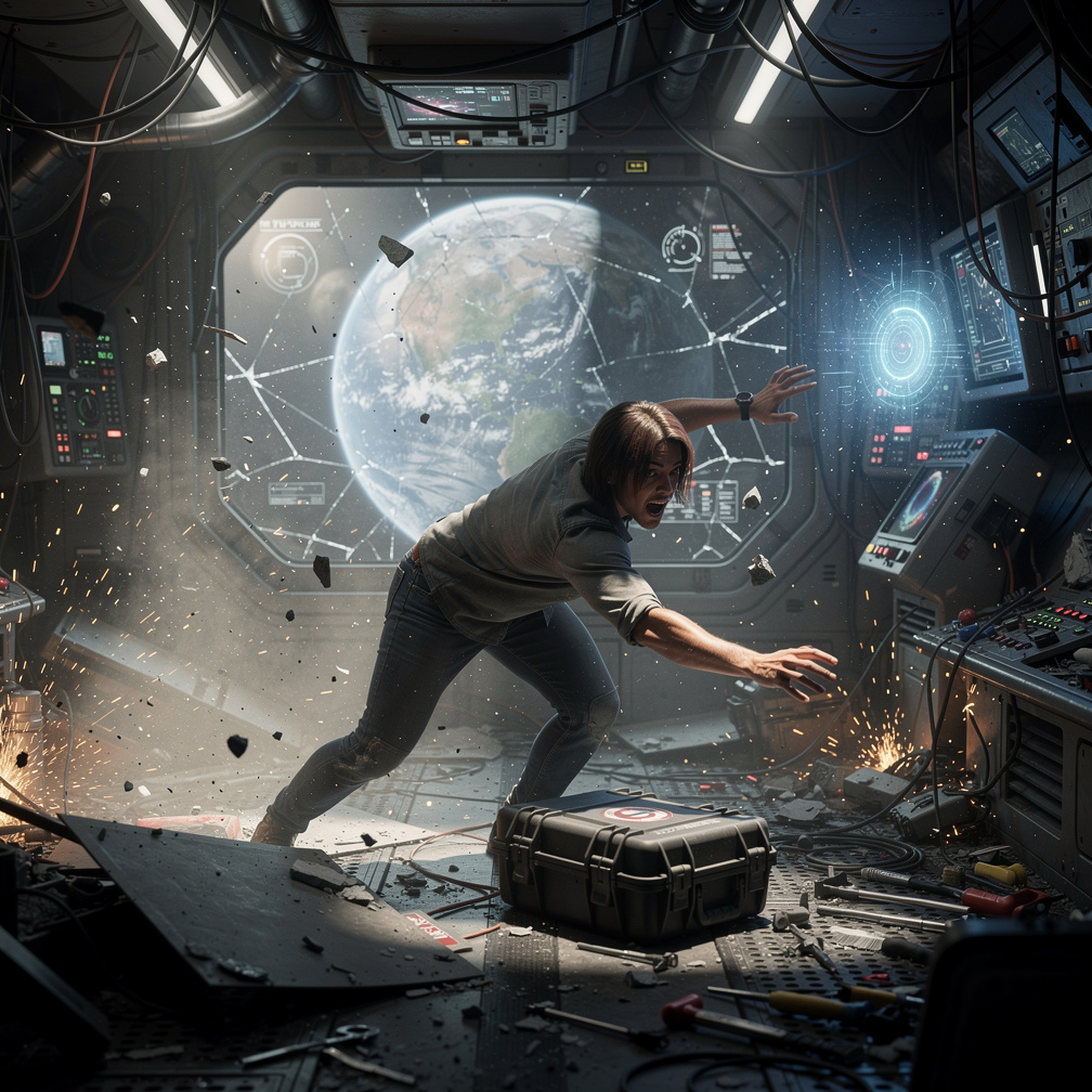 I rush back to grab my emergency kit, but the ship lurches, throwing me off balance.