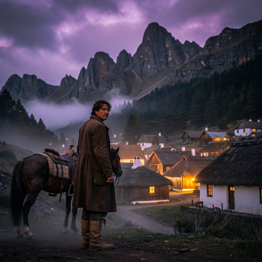 was a village, its thatched roofs and whitewashed walls glowing like embers in the perpetual twilight, as if time itself had 