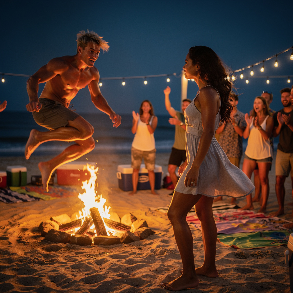 Liz e Rafe se cruzam em uma festa na praia, onde a intensidade de Liz é atraída pelo comportamento ousado de Rafe.