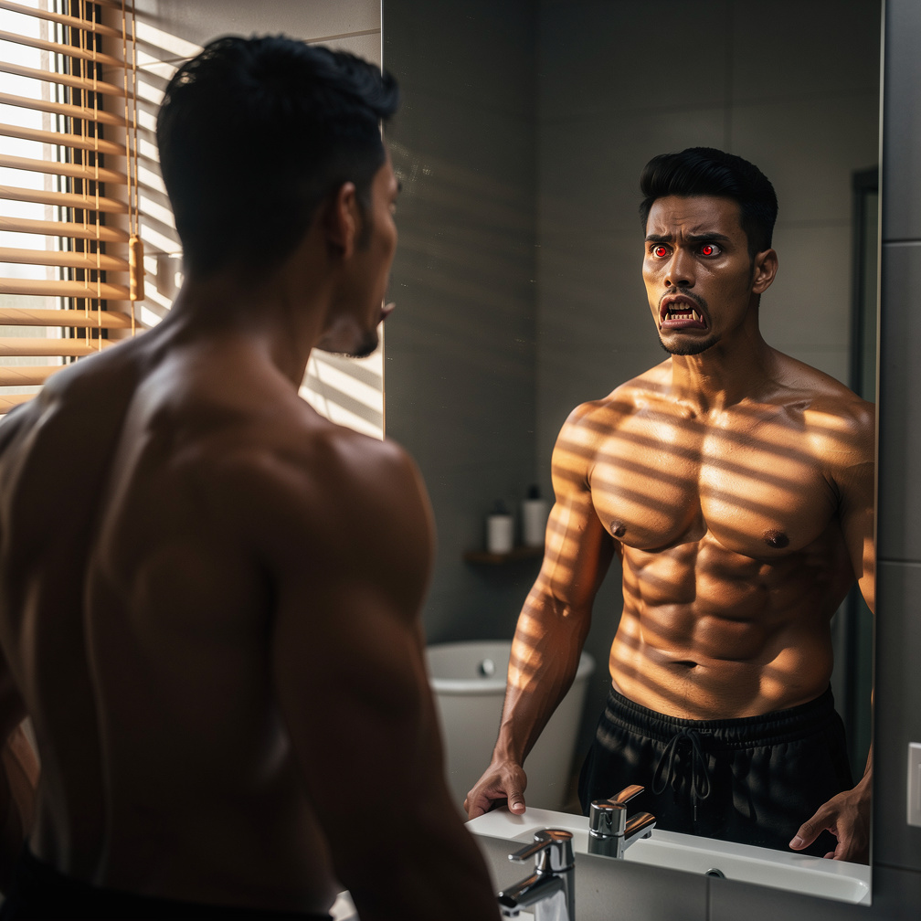 You stare at your reflection, shocked, as your fangs gleam in the morning light, and a low, unfamiliar growl rumbles in your 