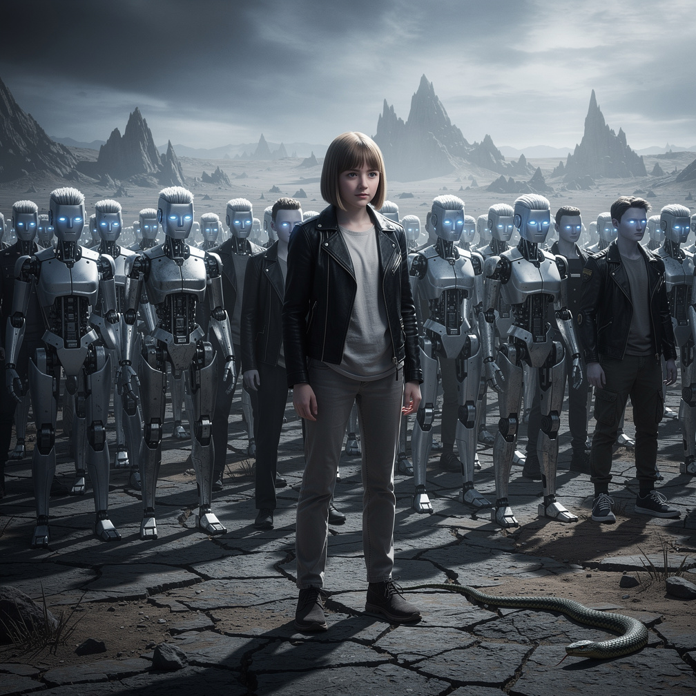 You roam the desolate land, witnessing robots multiply, and vow to find a way to stop them once and for all, fueled by your n