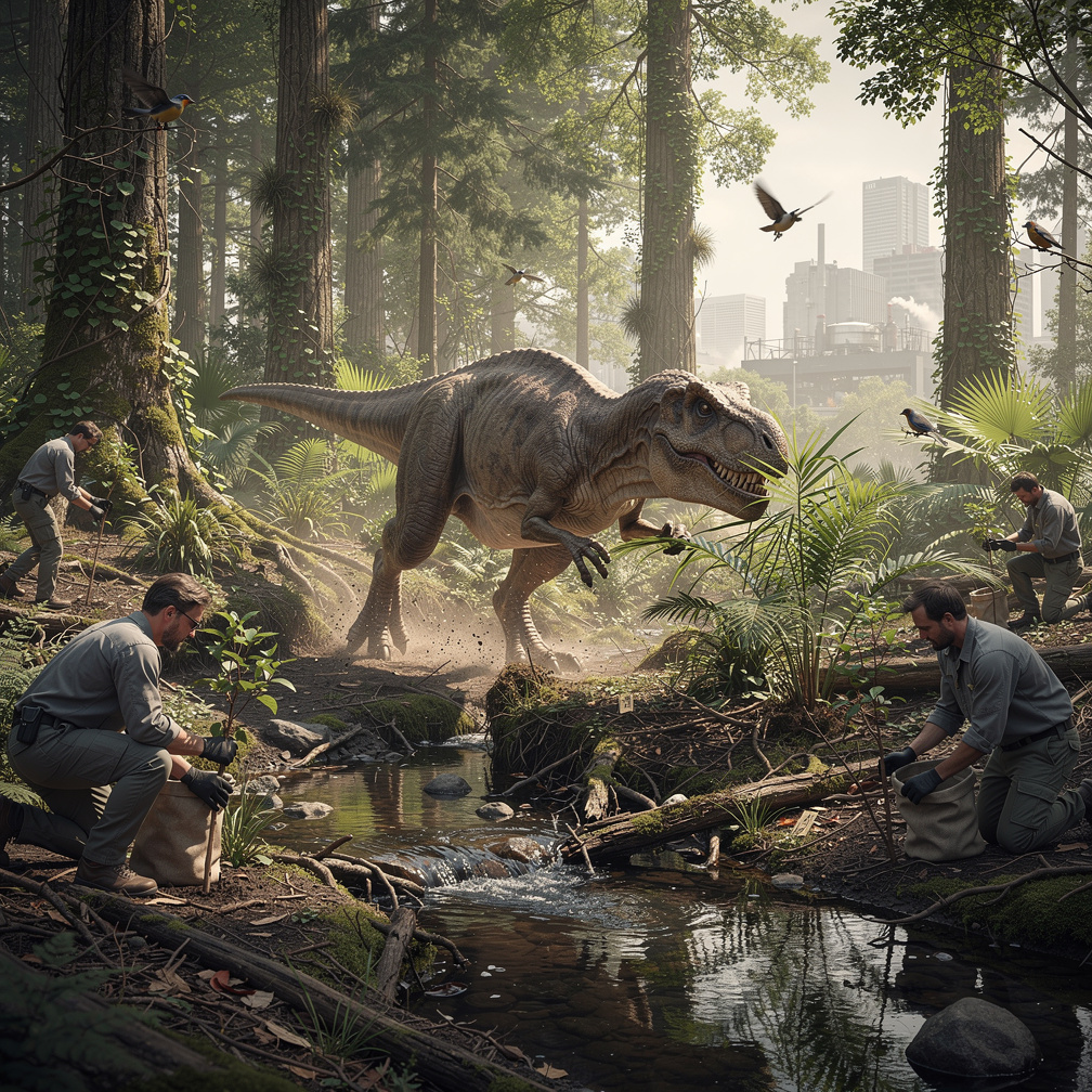 Conservation efforts begin to protect dinosaur habitats and species.