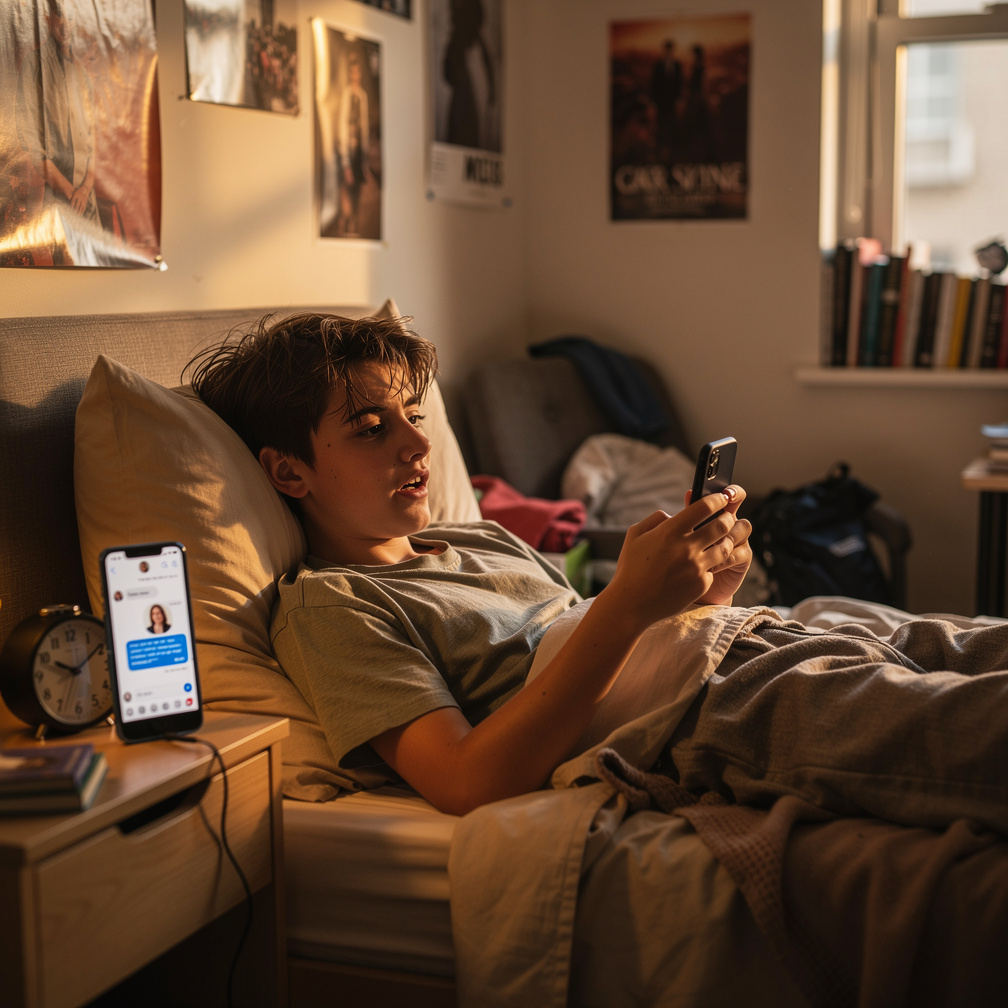 Milo's phone buzzes, a text from his best friend, Alex: meet me at school, we have a math test.