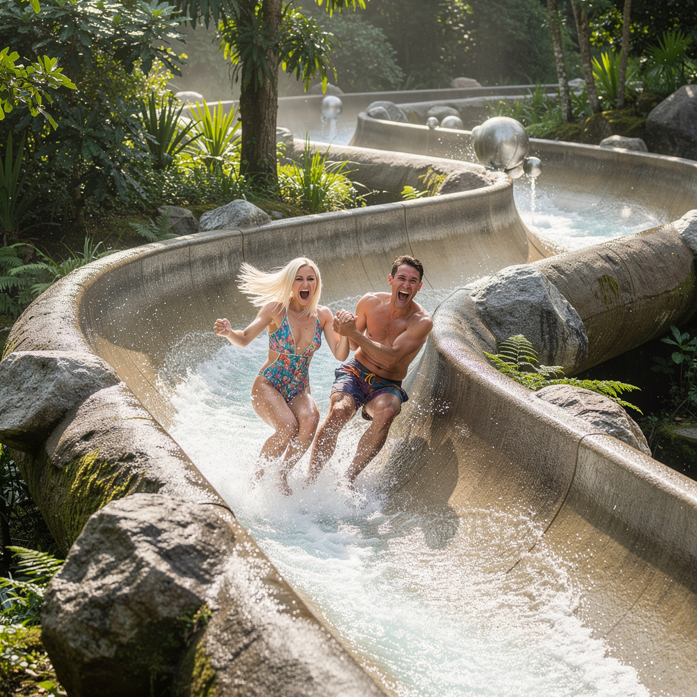 I'd grab my crush's hand and scream with excitement as we slide down the tallest waterslide together.