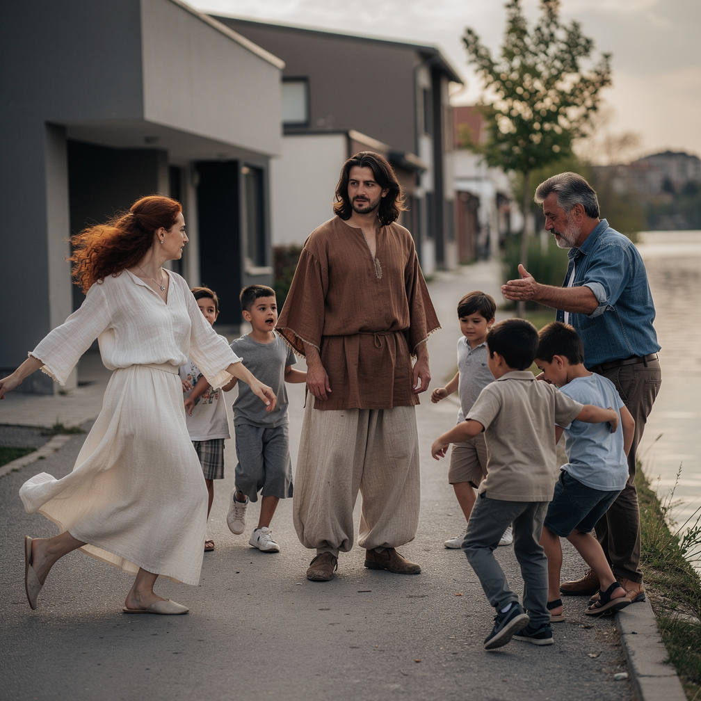 Mahallenin çocukları ritme ayak uydurup coşkulu adımlarla dans etmeye başladılar.