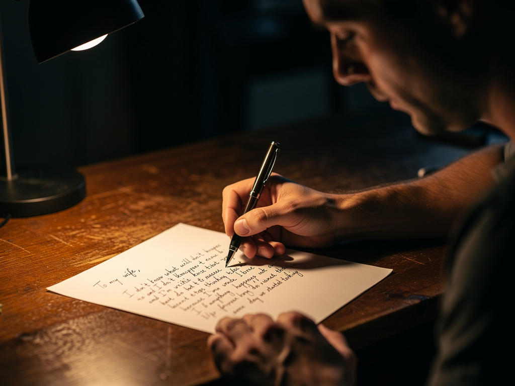 Imagine if: Put this paragraph on a paper with neat handwriting and make it look real.

To my wife
I don't know what will hap