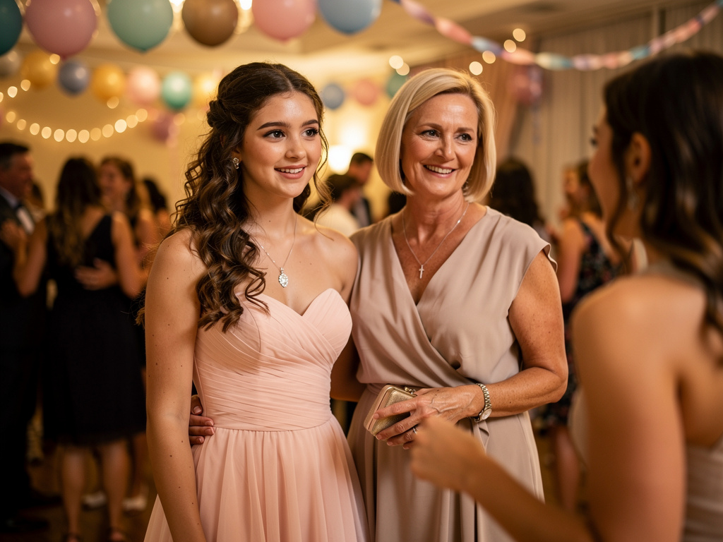 Llegó a la fiesta de graduación, donde se reunió con su amiga