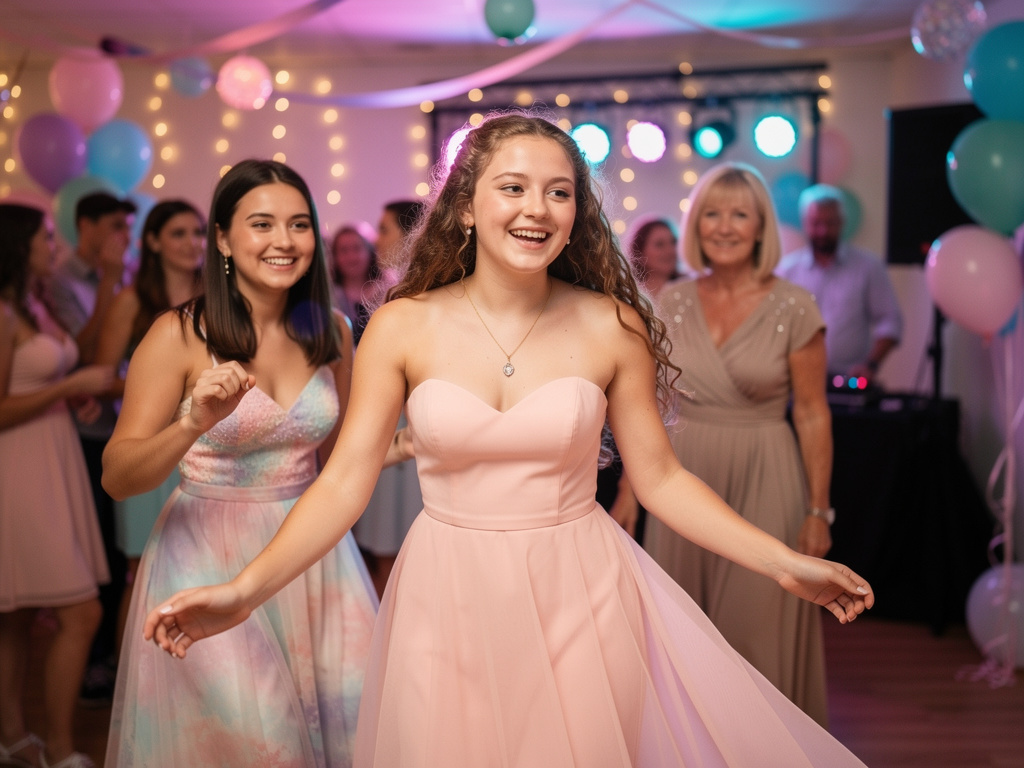 Simplemente sonrió, y los dos se unieron, reuniéndose y festejando juntos, bailando al ritmo del DJ para alegrar la celebraci