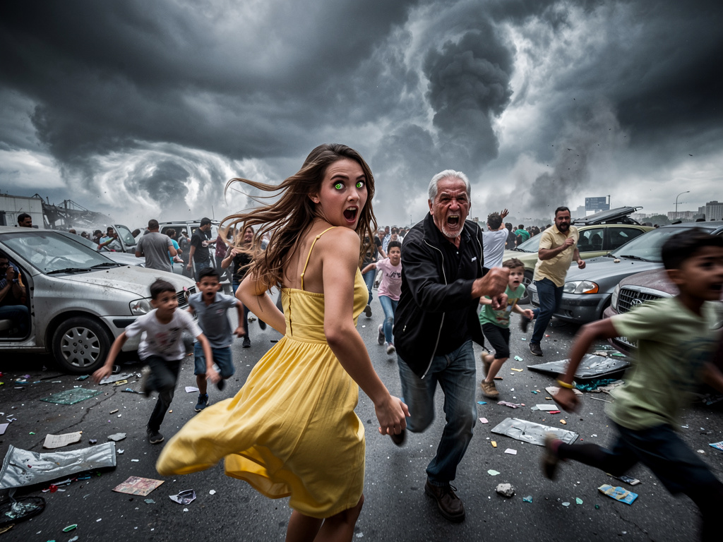 تخيل لو: نهاية العالم و الناس تجري في الشارع.