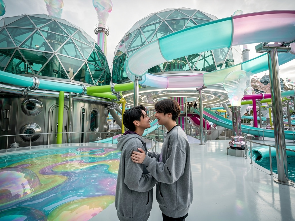 so, you two greeted each other , and since you two didn't bring swimsuits with you, you two promised to go here together tomo