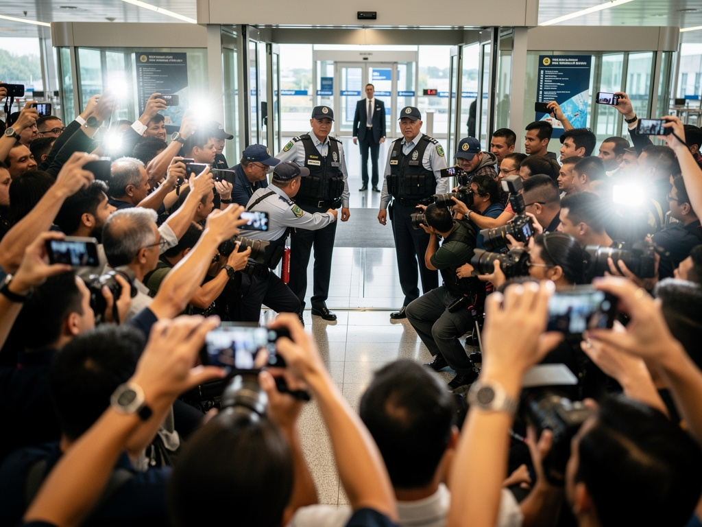 Imagine if: Prompt: 0–3s: Camera crowd, view partially blocked, phones up, chaotic energy.
3–6s: Camera rises slightly, flash