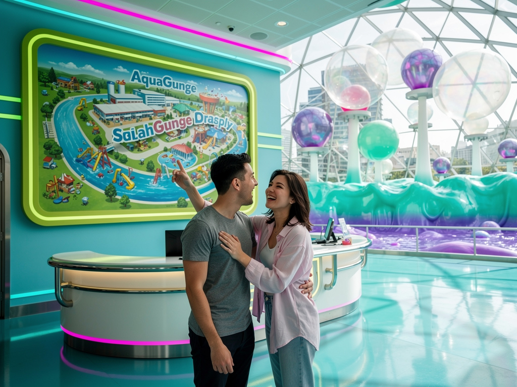 he asks her out again to return to the AquaGunge foam factory splash park once again...