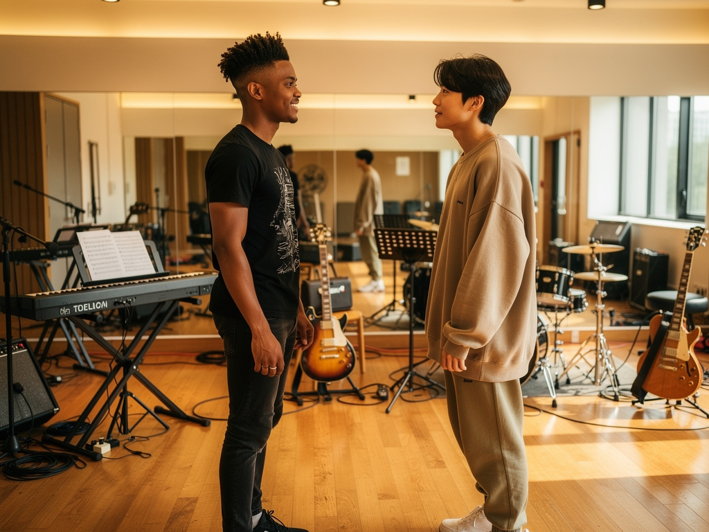 Imagine if: Clement 20 year old male African American with curly silky hair, and pale light brown skin, with a clean shave un