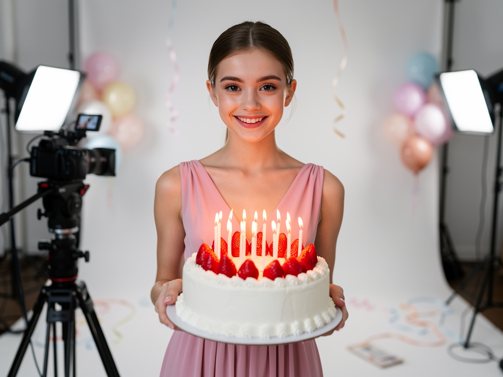 Представь, если: Представьте, что у меня день рождения, я была на фотосессии, в руке белый торт, на котором были клубники, на