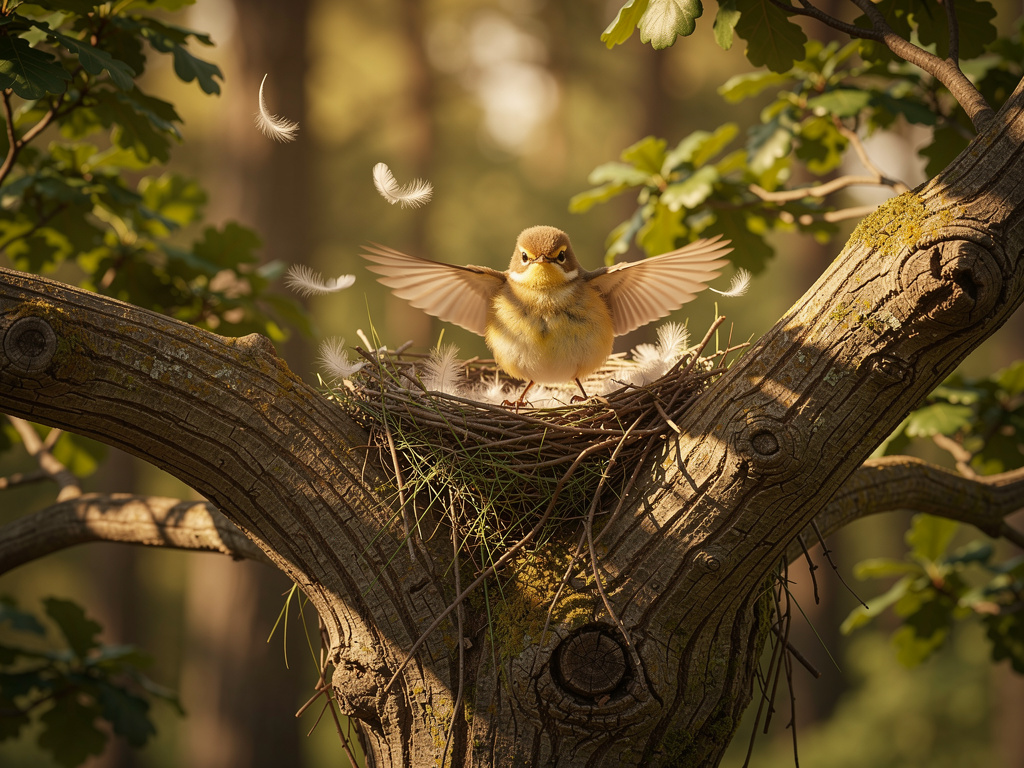 He soared back to his nest, proud and happy.