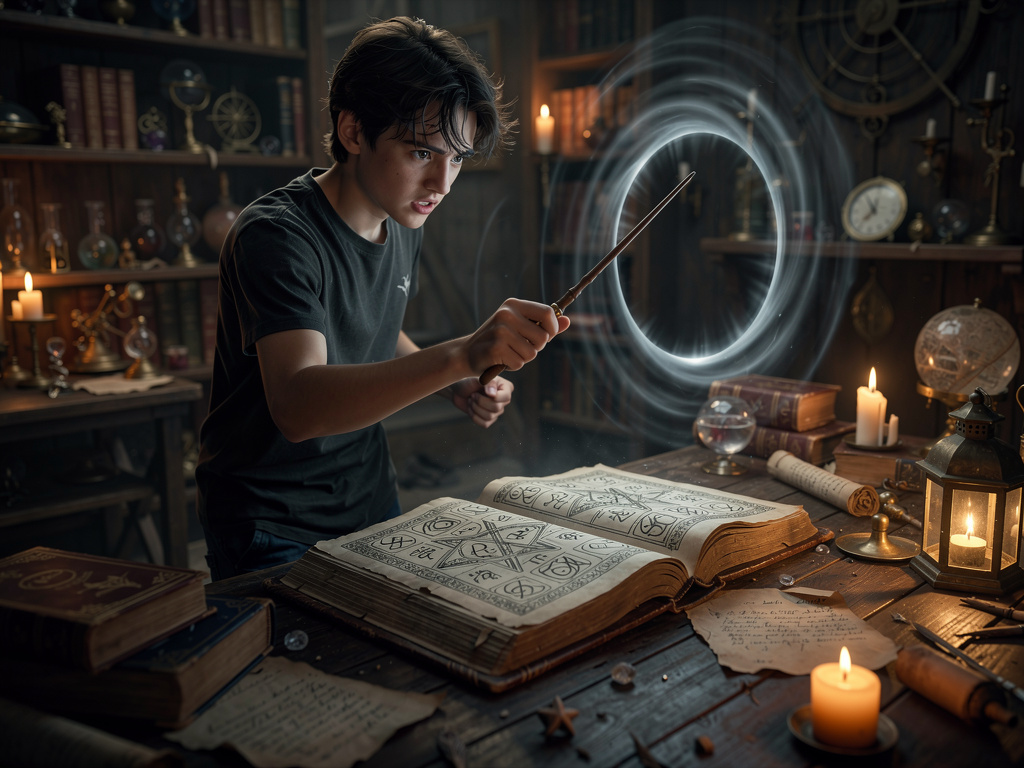 Imagine if: He gripped his wand, frustration simmering. 'Why can't I do this right?' Another attempt, another failure. 'Am I 