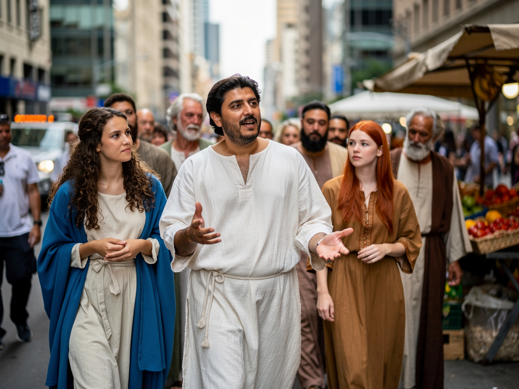 Imagine se: Faça um vídeo de Jesus Cristo e Virgem Maria andando pelo mundo junto com os apóstolos e Maria Madalena ensinando