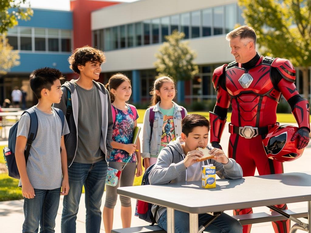 Reginald danin wearing Jungle fury cosplay power rangers Red Ranger. Kyle Eating Gouda cheese Sandwich With Butter and Nestle