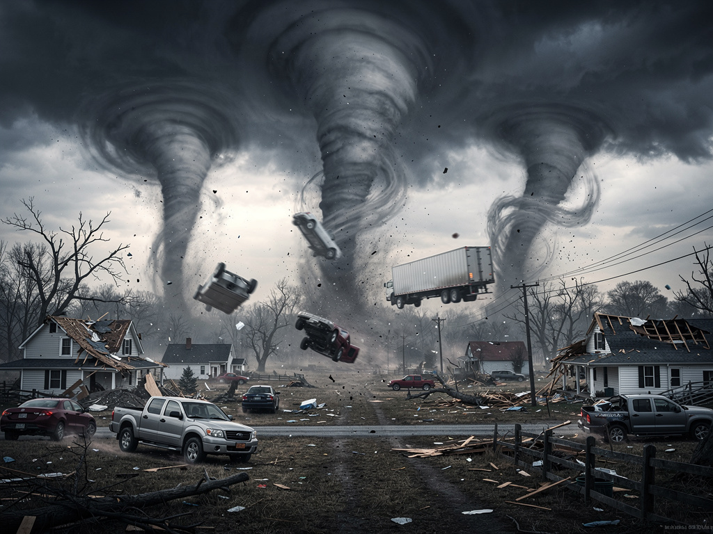 All damaged. Flying around that triple tornado.