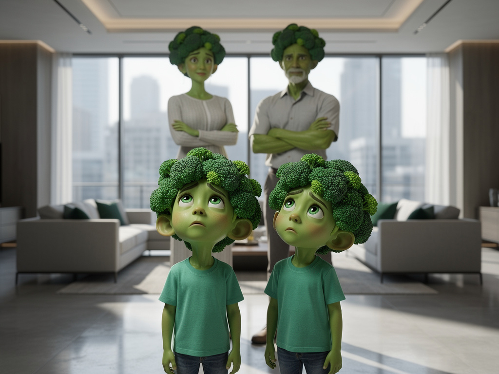 Then the broccoli boy gets crossed and he shouts at him his parents ground them bought and they start to learn to be friends 