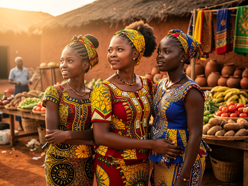 The sun warmed the village of Umueze, a cheerful hum of market bartering filling the air. There were 3 black Nigerian young g