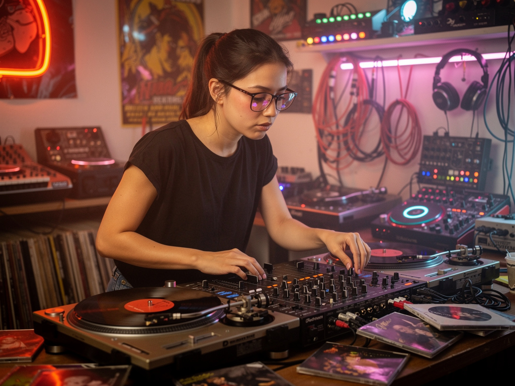 DJ girl with glasses