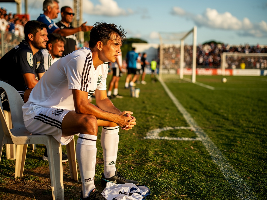 Dia de jogo base do Santos  vs base do Criciúma na competição Copinha  Connor esta no banco esperando pra entrar  .[Connor um
