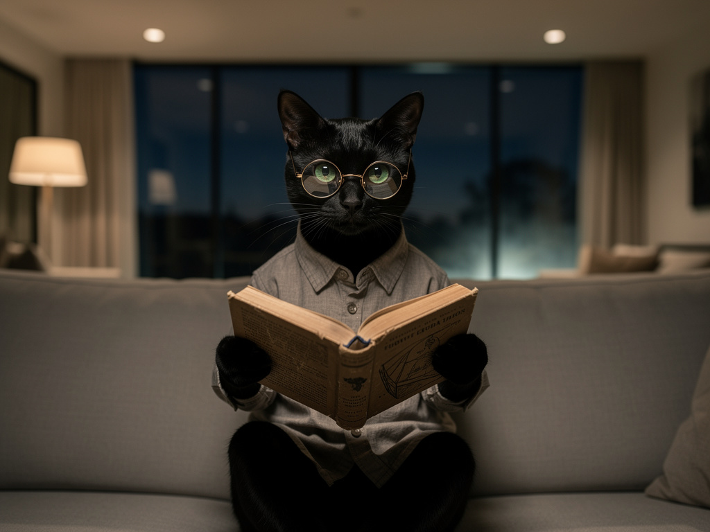 Cats are actually as smart as humans, but every night a mysterious force hypnotizes them to act the way they normally do, mak