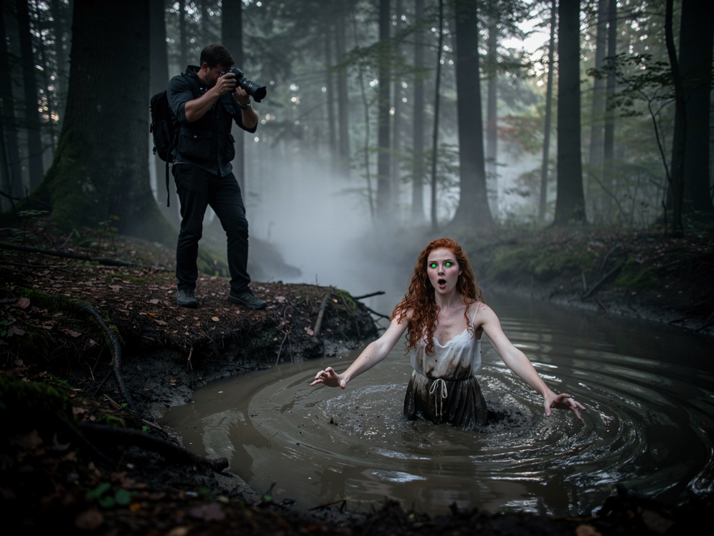 Imagine if: You're a photographer who took photos of a model sinking into quicksand.