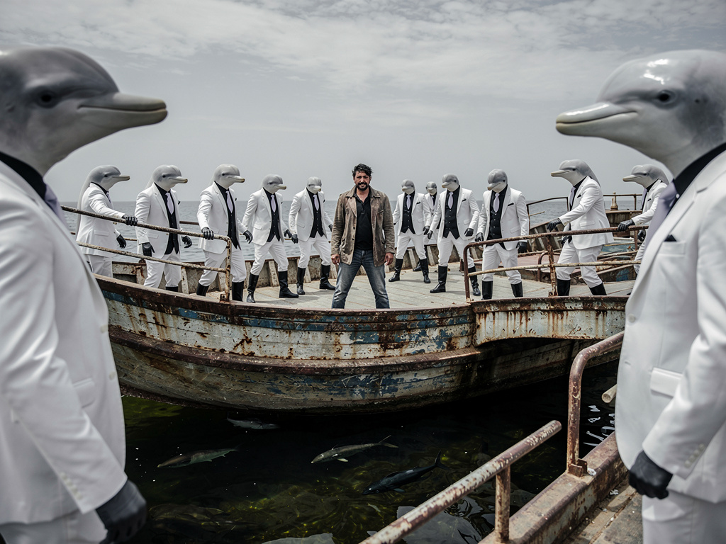 He is Stuck at the Middle Boat. White dolphins of Nouakchott are Gangs.
