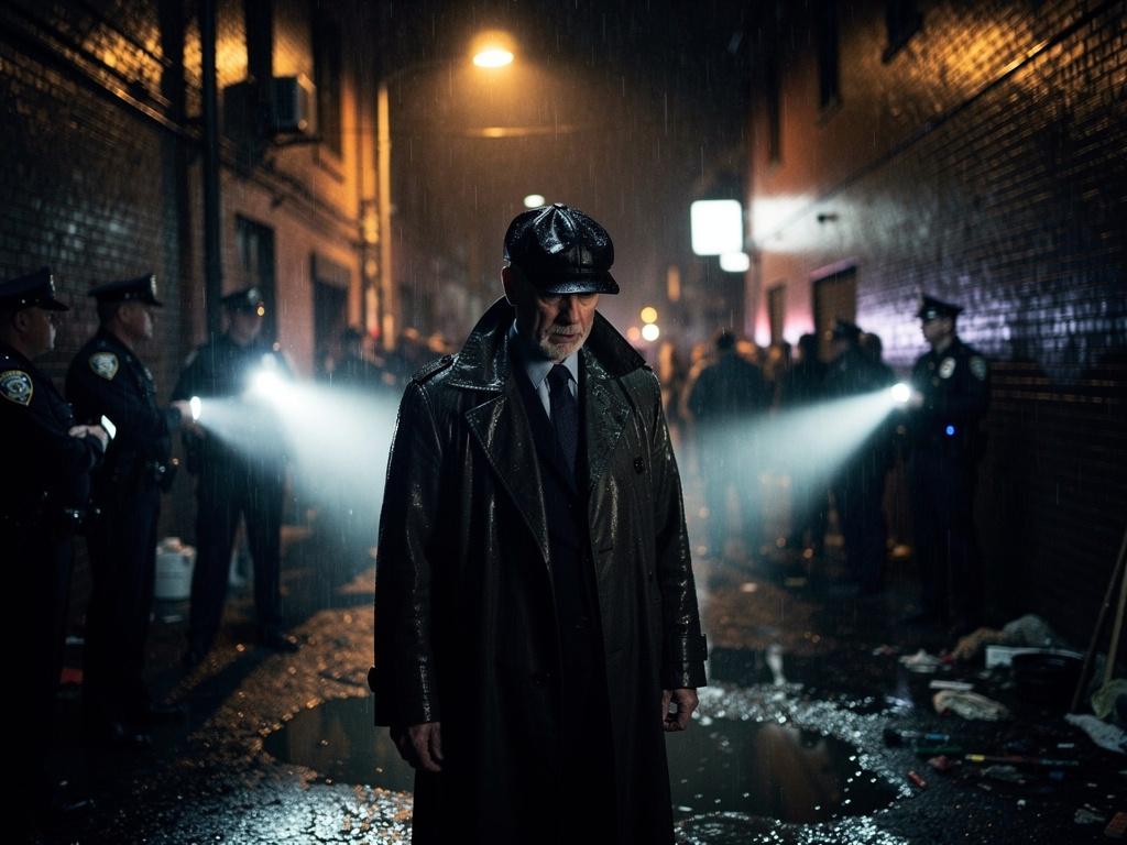 Imagine if: Heavy rainfall settles down while the law enforcement flashes their light in this alley, it's the third crime cas