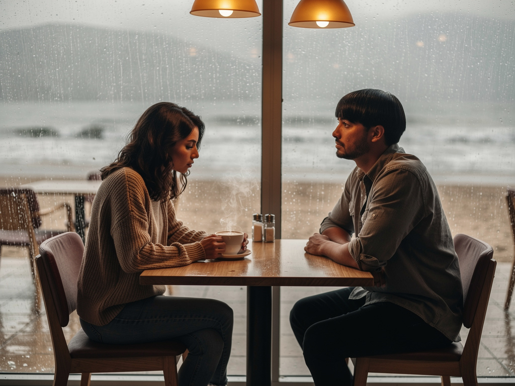 Isabella sat across from Damian in silence as rain poured against the café windows. For a moment neither of them spoke, both 