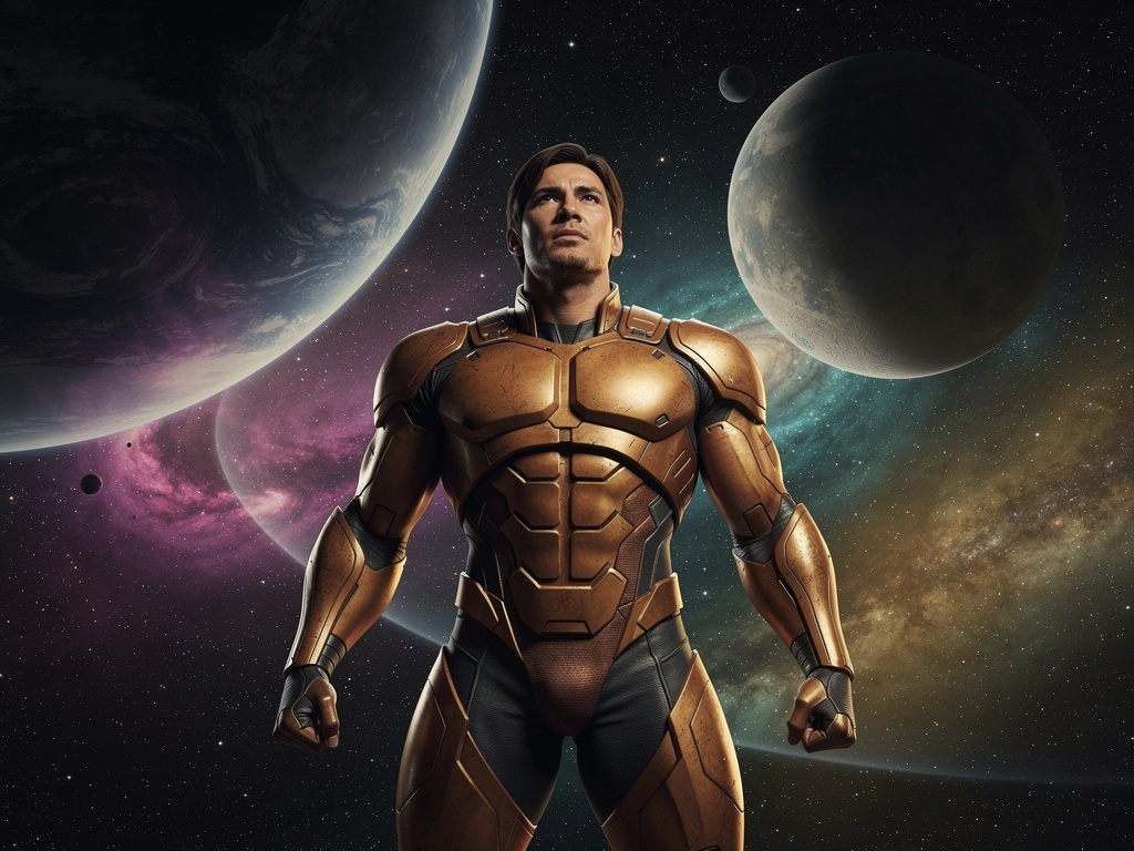 El Guerrero de las Estrellas
Hugo pasaba sus días surcando el cosmos. Su armadura brillaba con el reflejo de nebulosas lejana