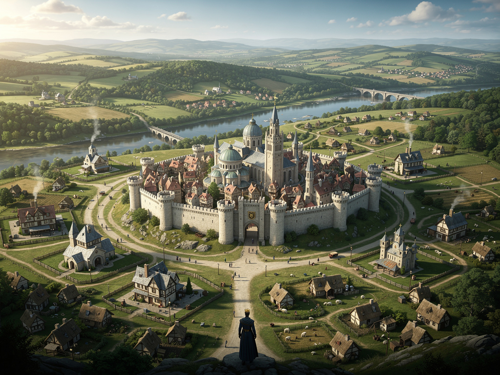 Imagine if: Imagine I'm a king with a large capital, 10 medium sized towns with their lords and hundreds of small villages.