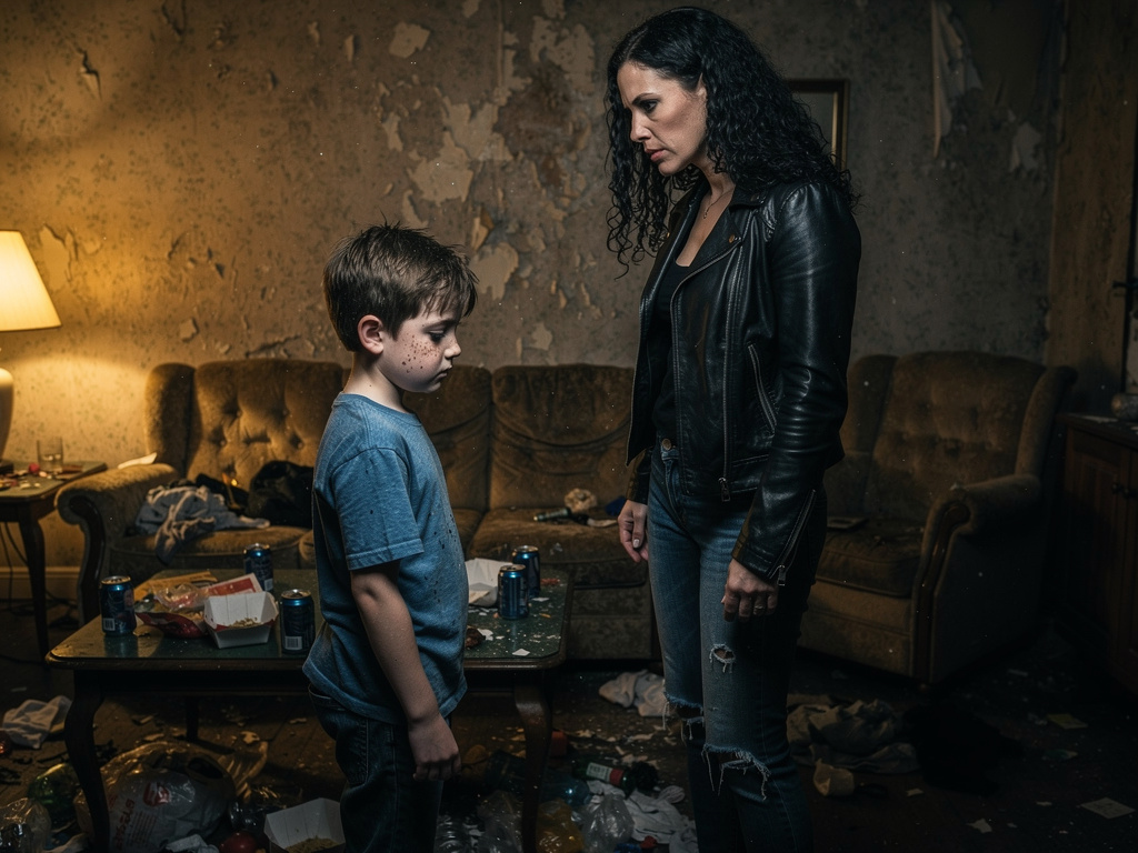 Imagine if: boy with his bad mother.