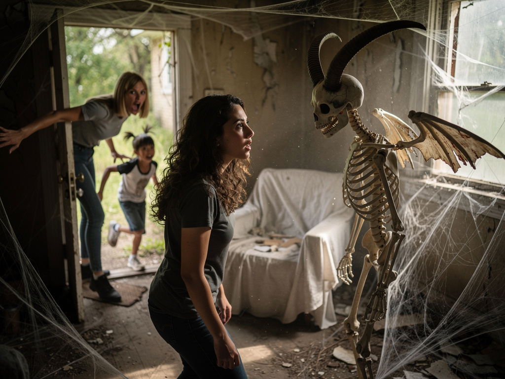 María que era la tía de Hugo y Ana se metió dentro de la casa y parece ser que encontró un esqueleto muy extraño con cuernos 