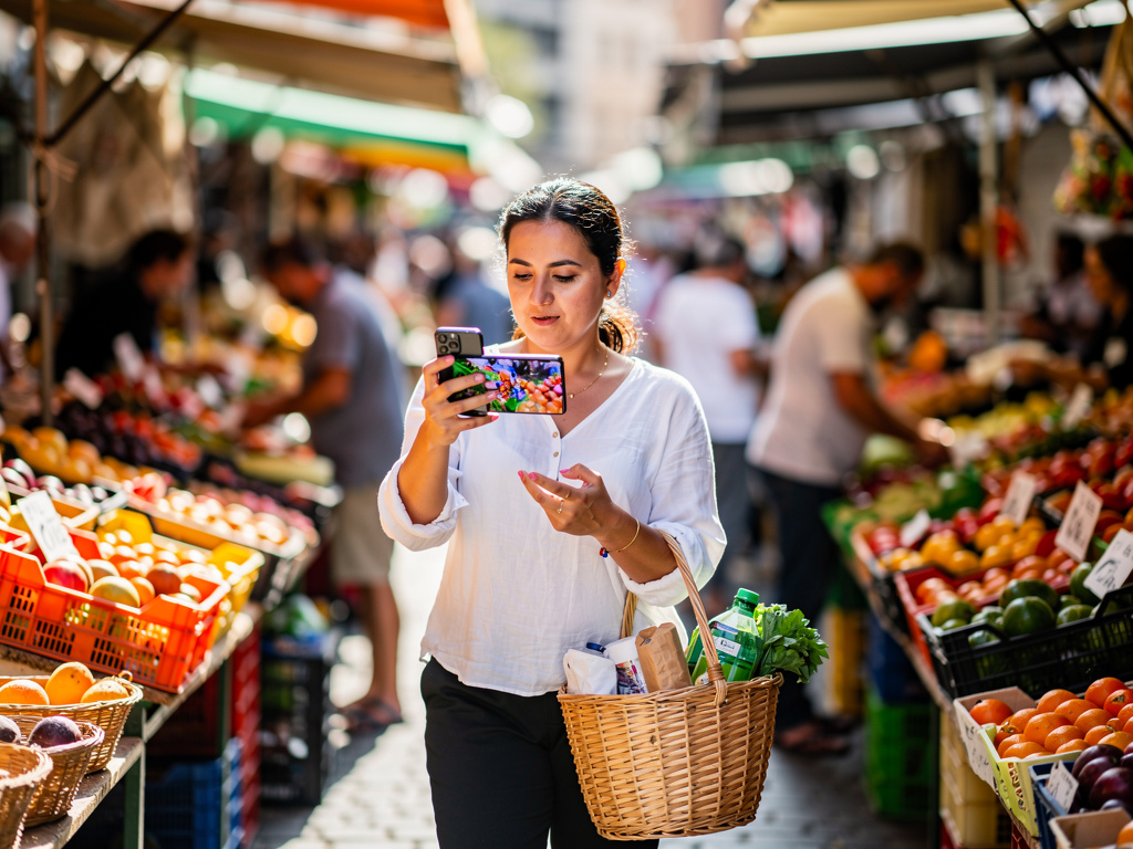 Imagine se: Um vídeo e uma mulher indo para o mercado.