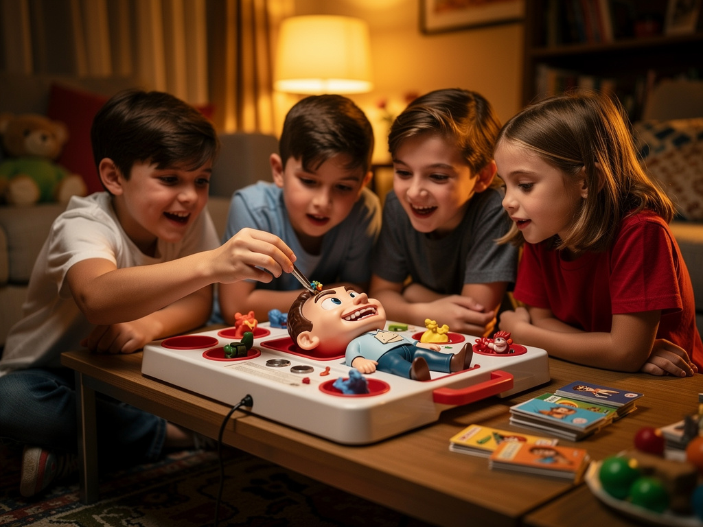 It was game night and the kids were playing Operation