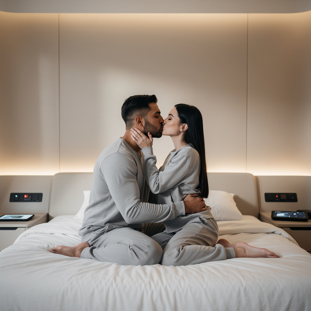 Ia yang sedang nafsu pun langsung mencium Hana dengan french kiss.