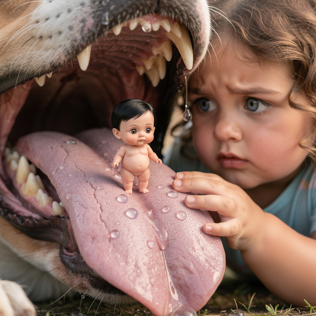 Suddenly a dog comes and gulps you down you're now in the sloppy maw of the dog.