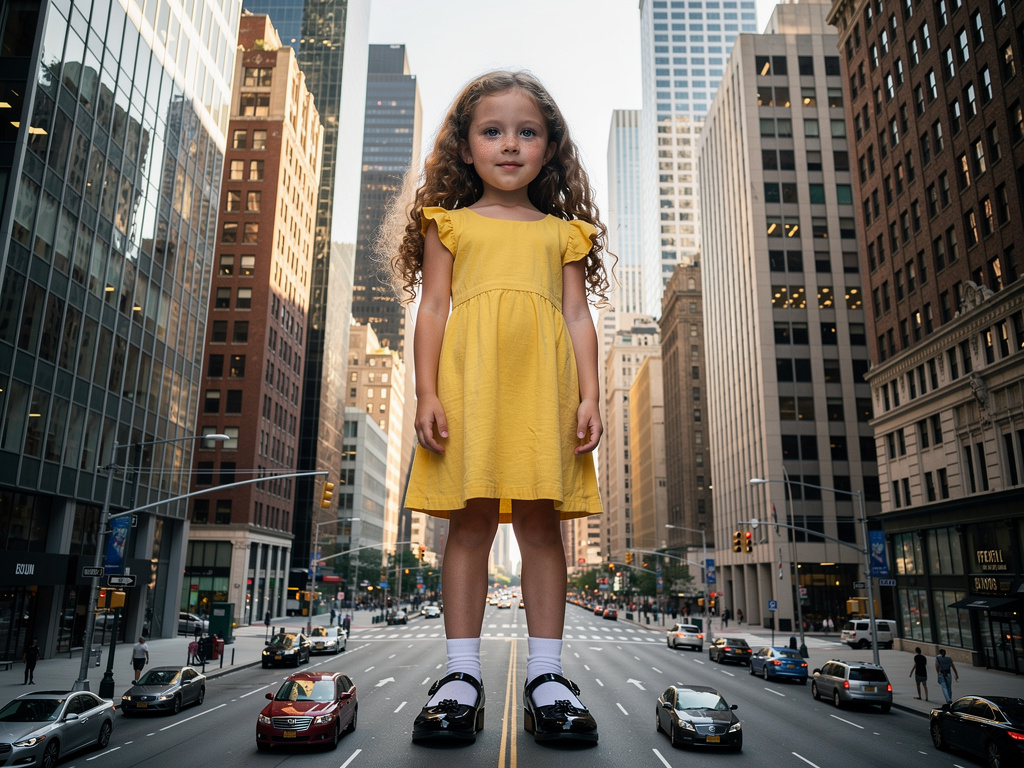 Imagine if: A skyscraper sized little girl appears in New.York.