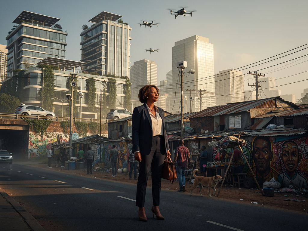 Imagine if: *“District Dawn”*  

In 2028, Johannesburg is split. The wealthier northern suburbs run on clean energy and AI po
