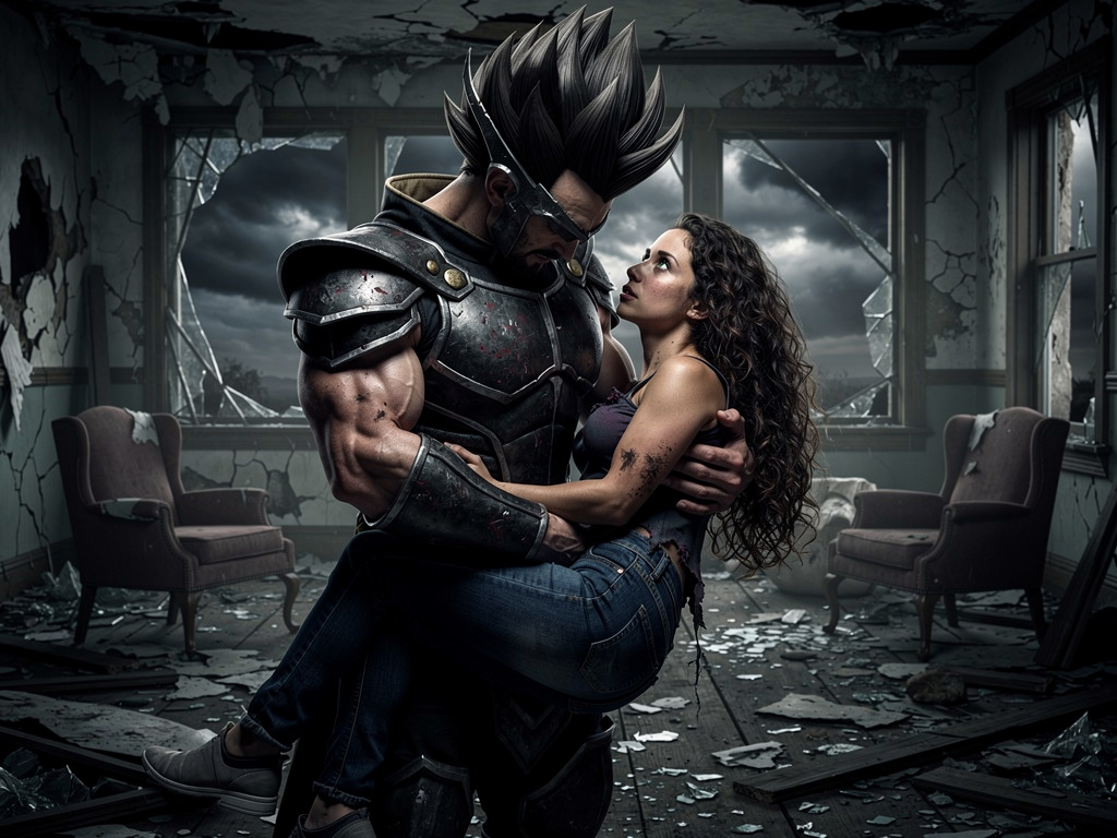 María ve que está en los brazos de Abadón que tiene el parecido del rey Vegeta 

Abadón con la apariencia del rey Vegeta dice