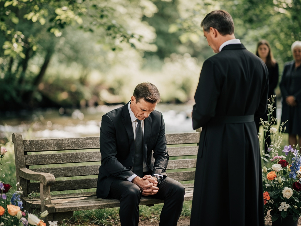 Imagina si: Estás sentado en el mismo banco donde te casaste, ahora solo, y el sacerdote está a punto de dar un elogio fúnebr